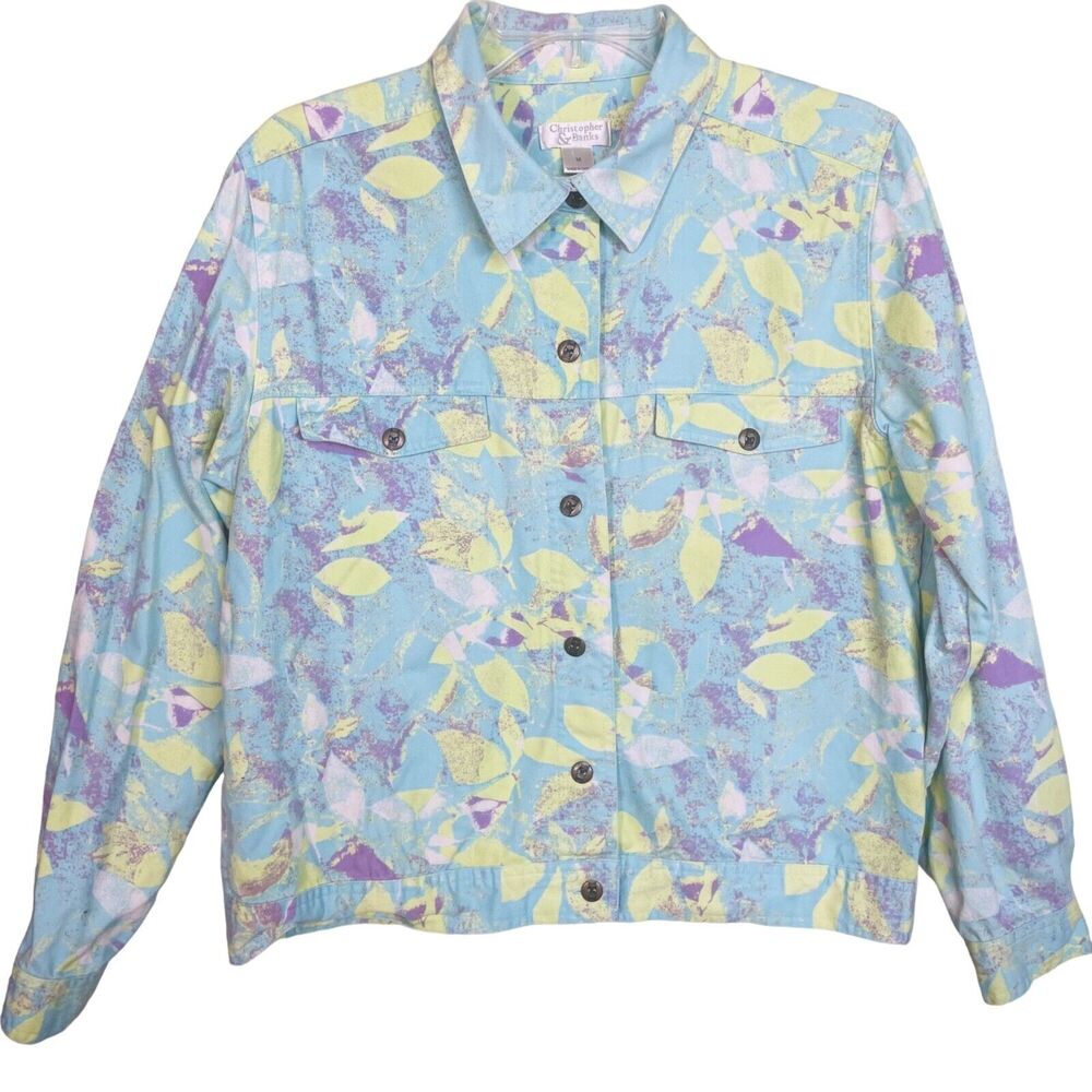 Christopher Banks 2000s Colorful Floral Button-Up All Over Print Shirt/Jacket Si